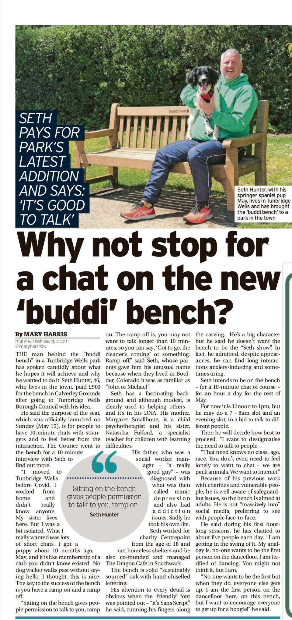 Emma's heart-warming buddi bench™ experience...